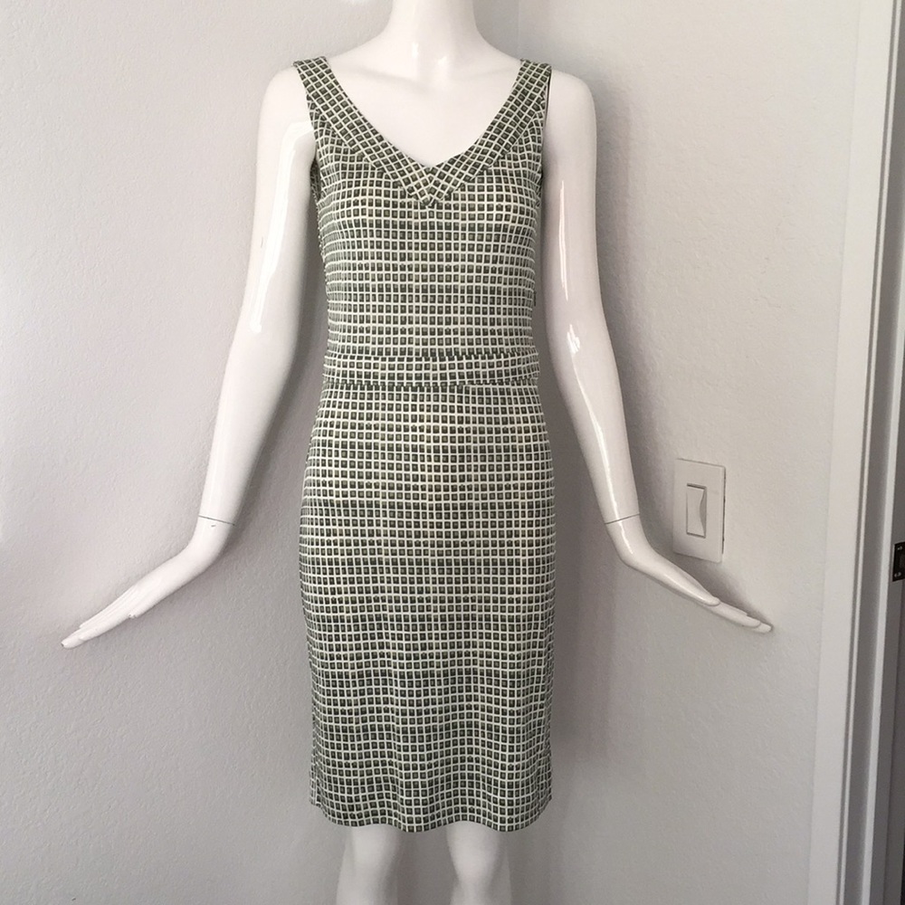Tory Burch green white printed knit silk dress